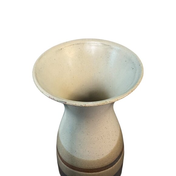 Stoneware Vase With Earthy Tones & Flared Rim Flowers Garden Art Outside Earthy - Picture 3 of 8